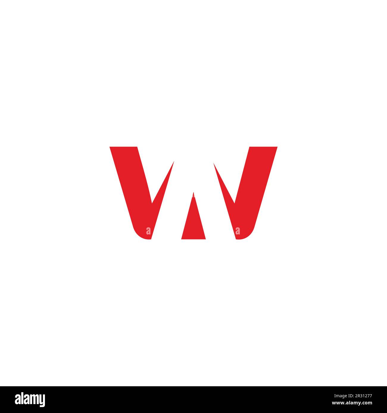 letter aw negative space geometric logo vector Stock Vector
