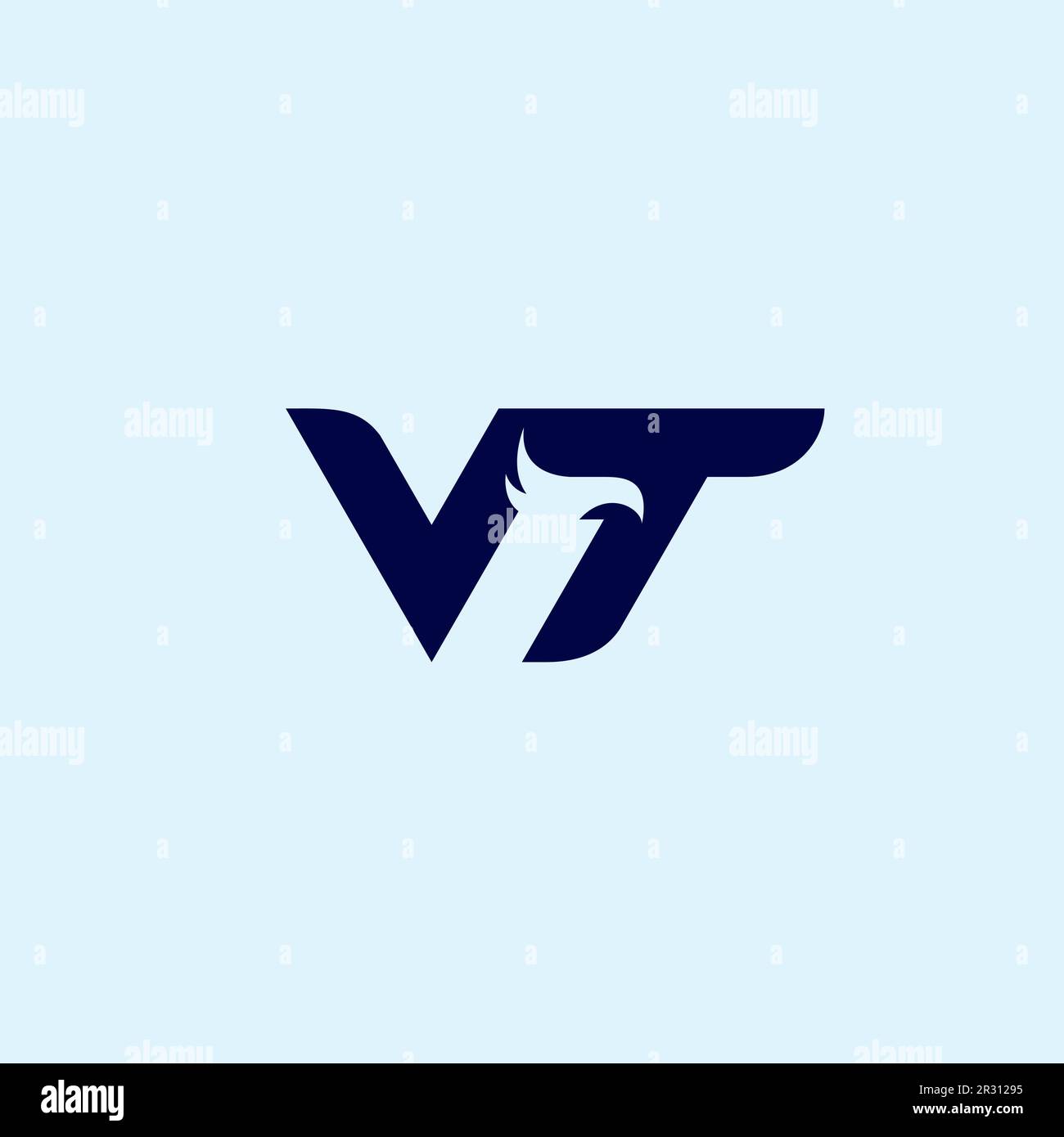 VT Eagle Logocombination letter V+T+Eagle Stock Vector