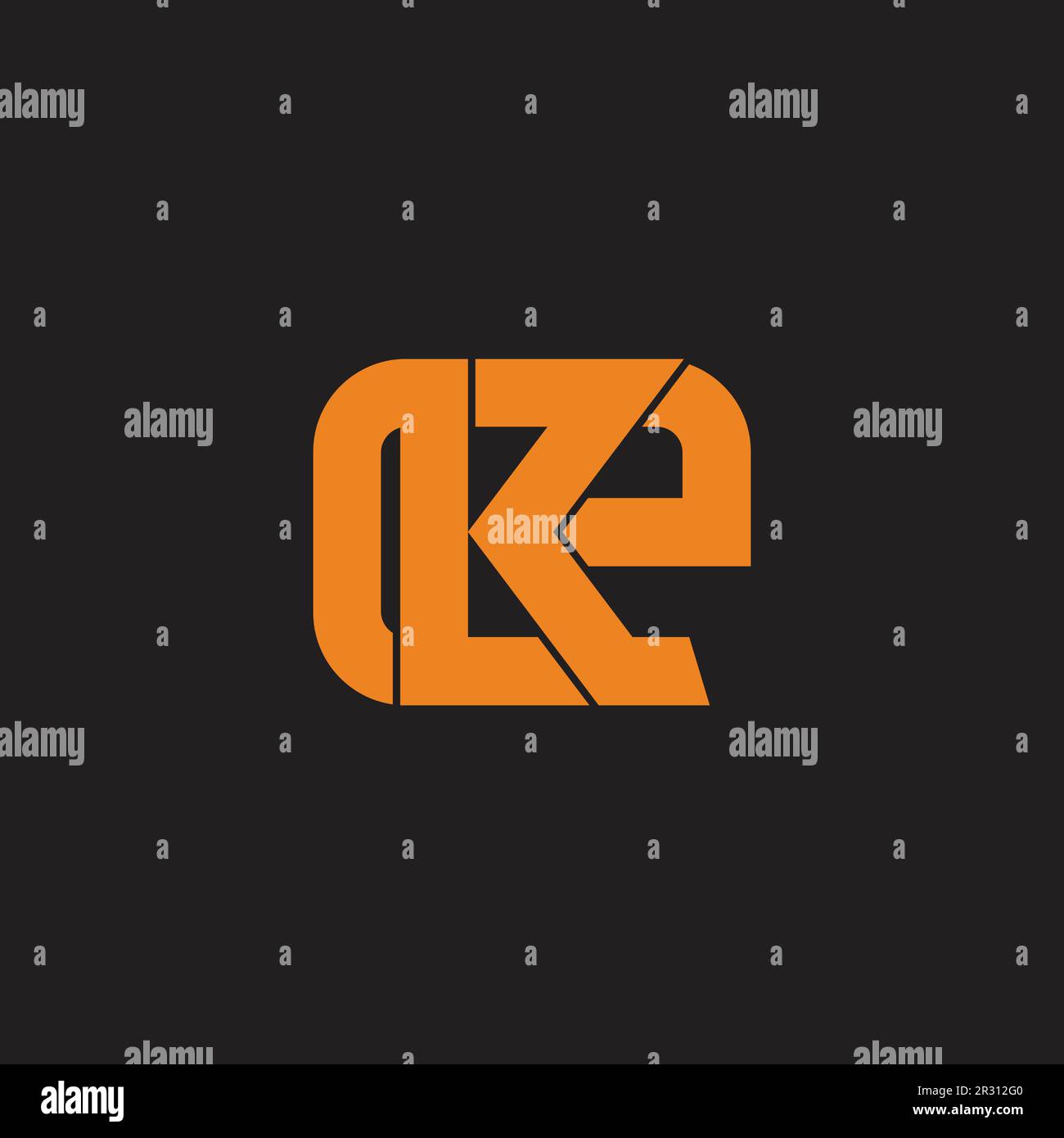 letter ke square linked geometric line logo vector Stock Vector