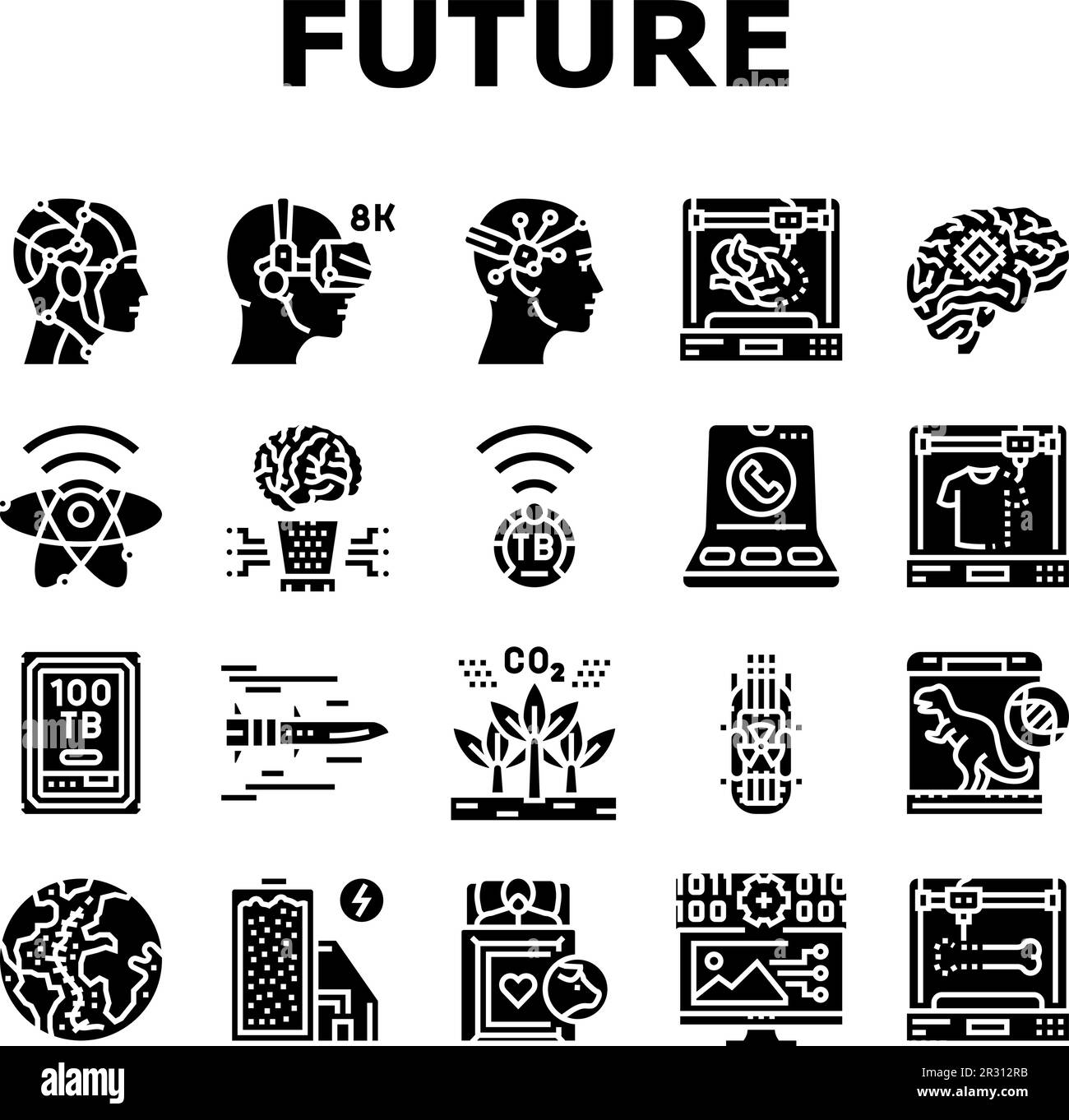 future techology digita modern icons set vector Stock Vector Image ...