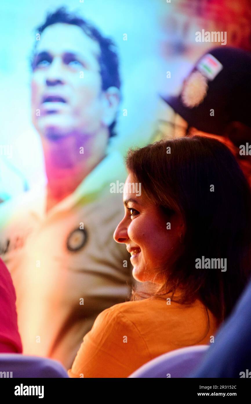Anjali Tendulkar, wife, Sachin Tendulkar, Indian cricketer, film launch, Sachin, A Billion Dreams, Mumbai, India, 9 May 2017 Stock Photo