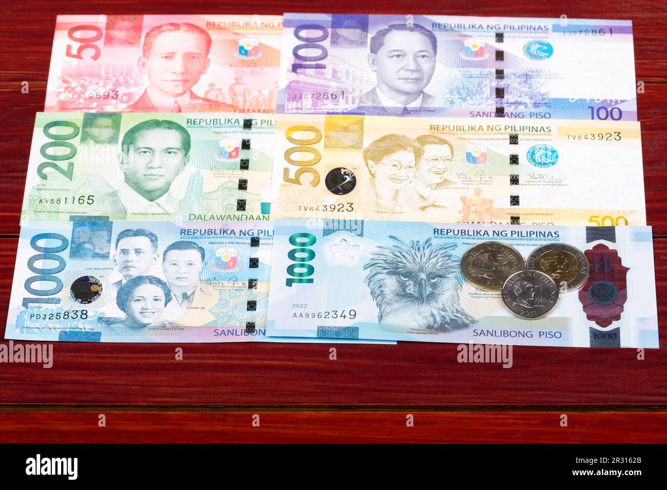 Philippine money - peso - coins and banknotes Stock Photo