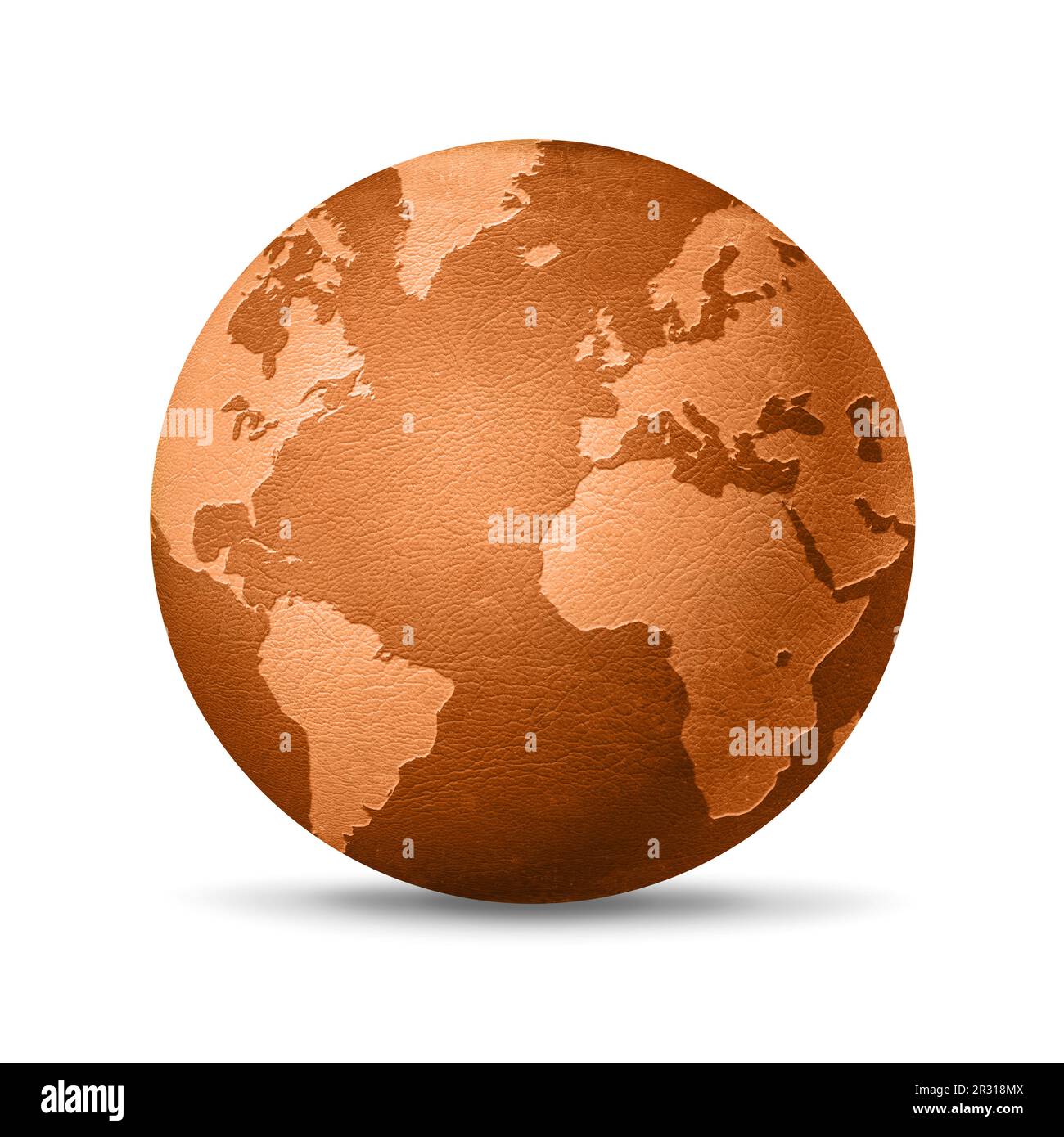 Leather world globe isolated on white background. 3D illustration Stock ...