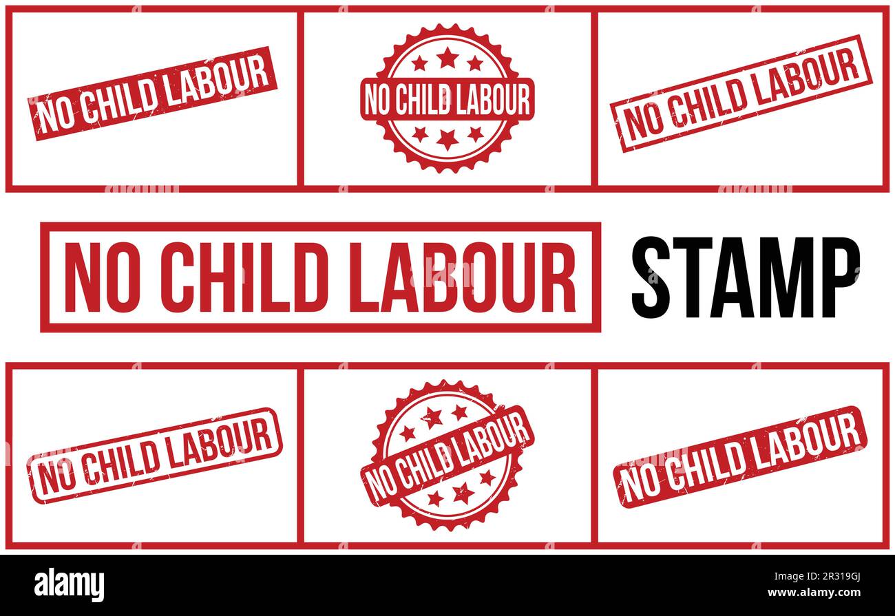No Child Labour Rubber Stamp Set Vector Stock Vector