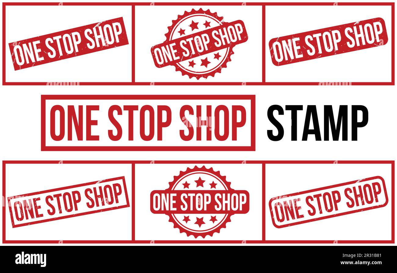 One Stop Shop rubber grunge stamp set vector Stock Vector