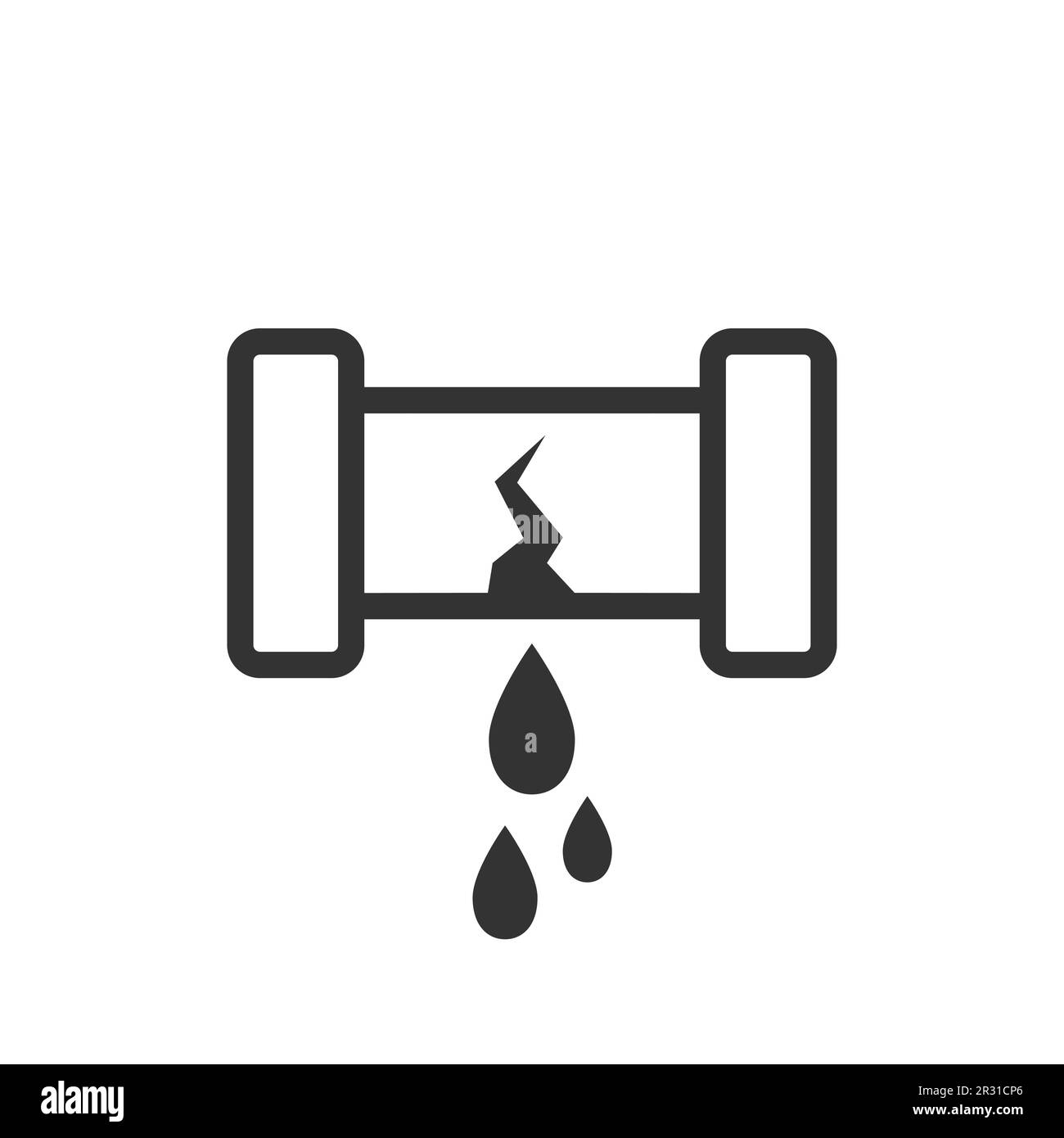 A water pipe burst. Damage to the water supply. Fluid leak. Plumber icon. Vector icon. Stock Vector