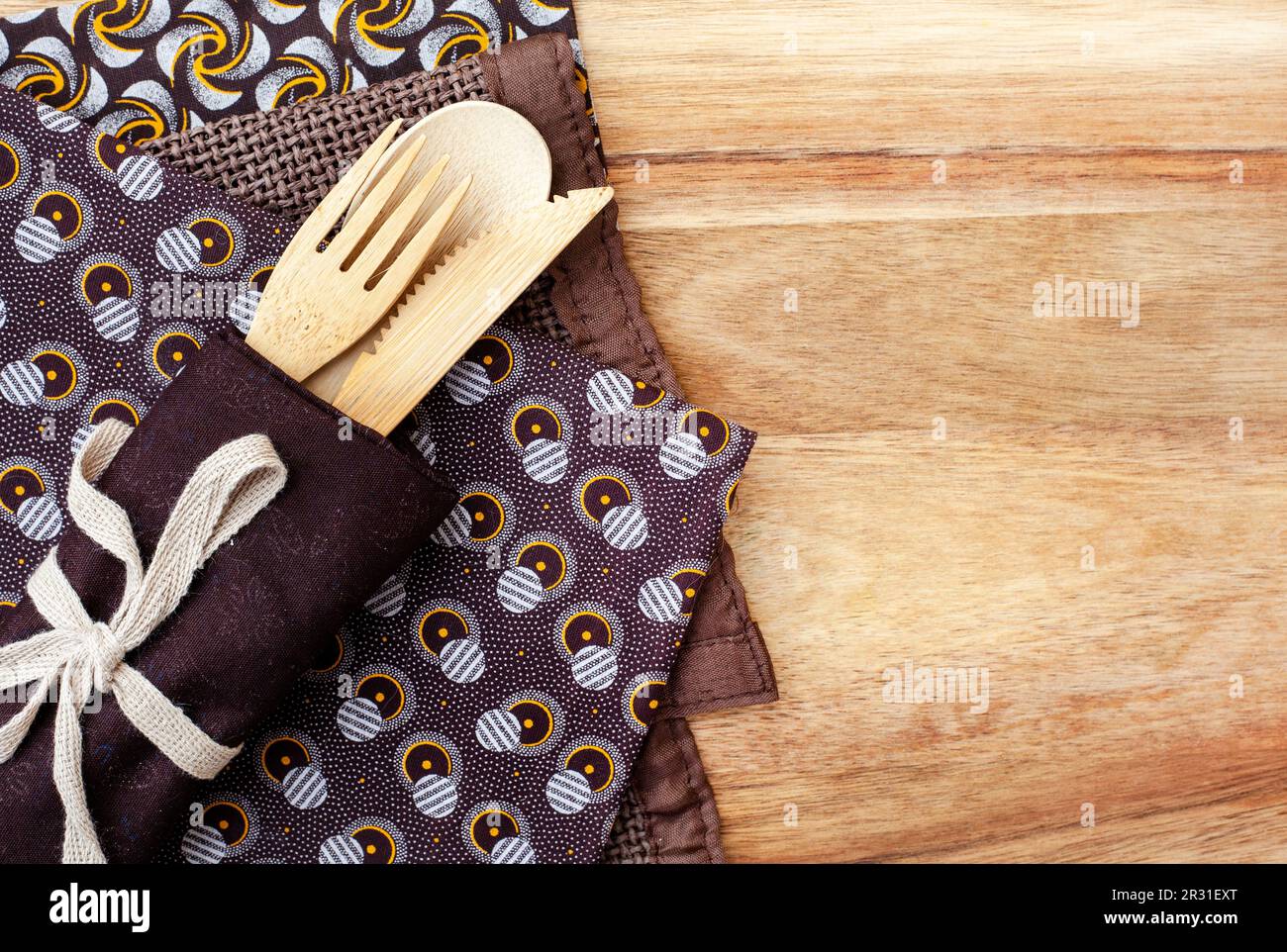 African theme table setting. Brown traditional South African Shwe Shwe
