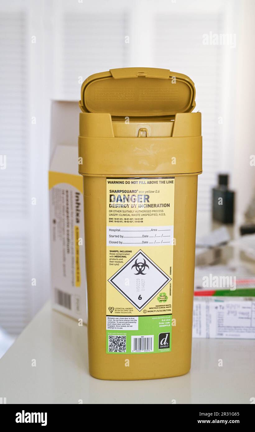 Sharpsguard disposal waste unit or sharps bin for getting rid of used