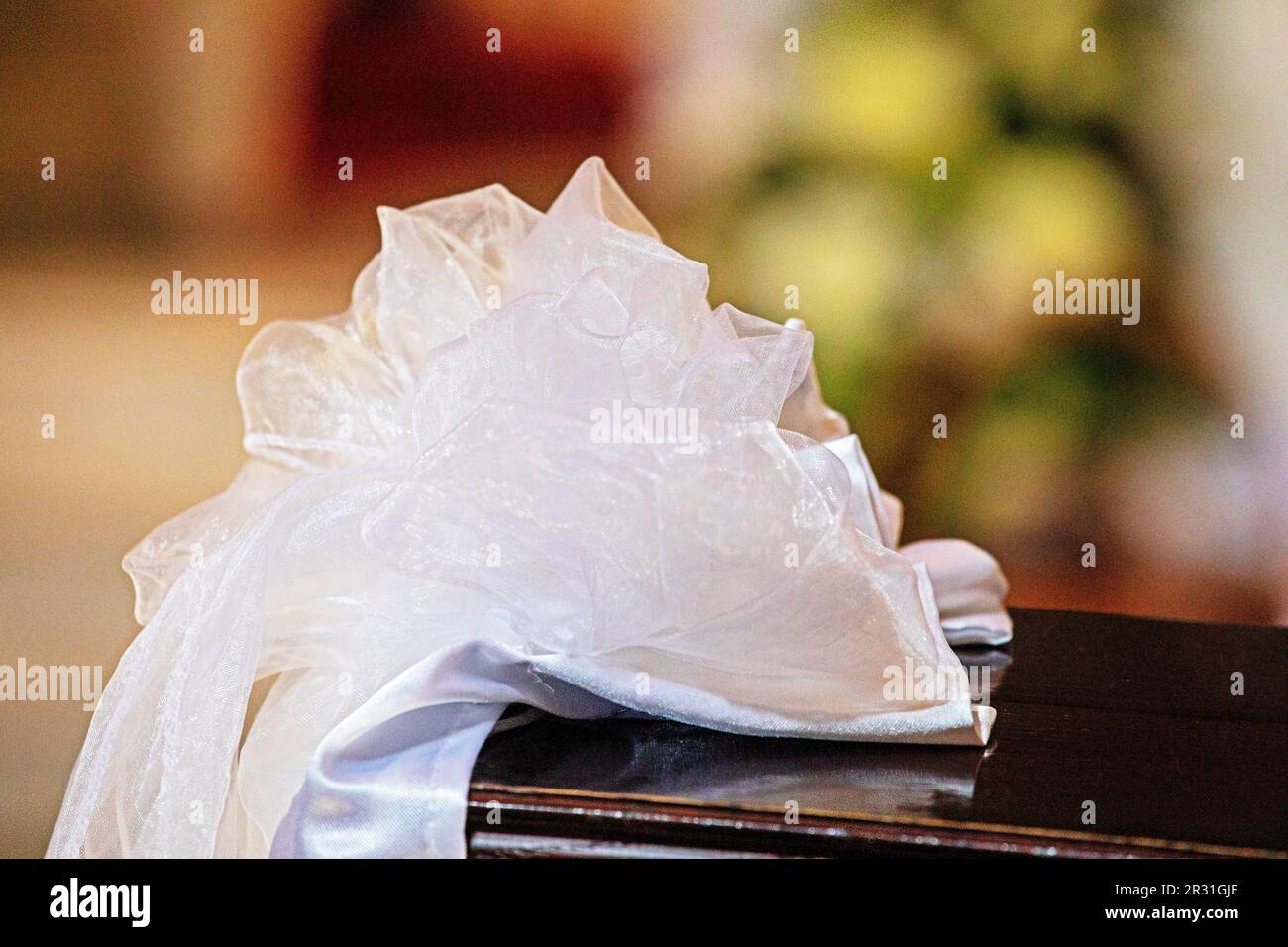festive interior in the church for the first communion Stock Photo - Alamy