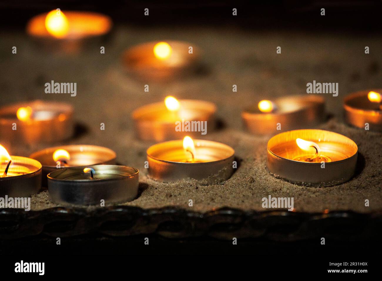church candles in the temple in memory of the dead. Christianity, War