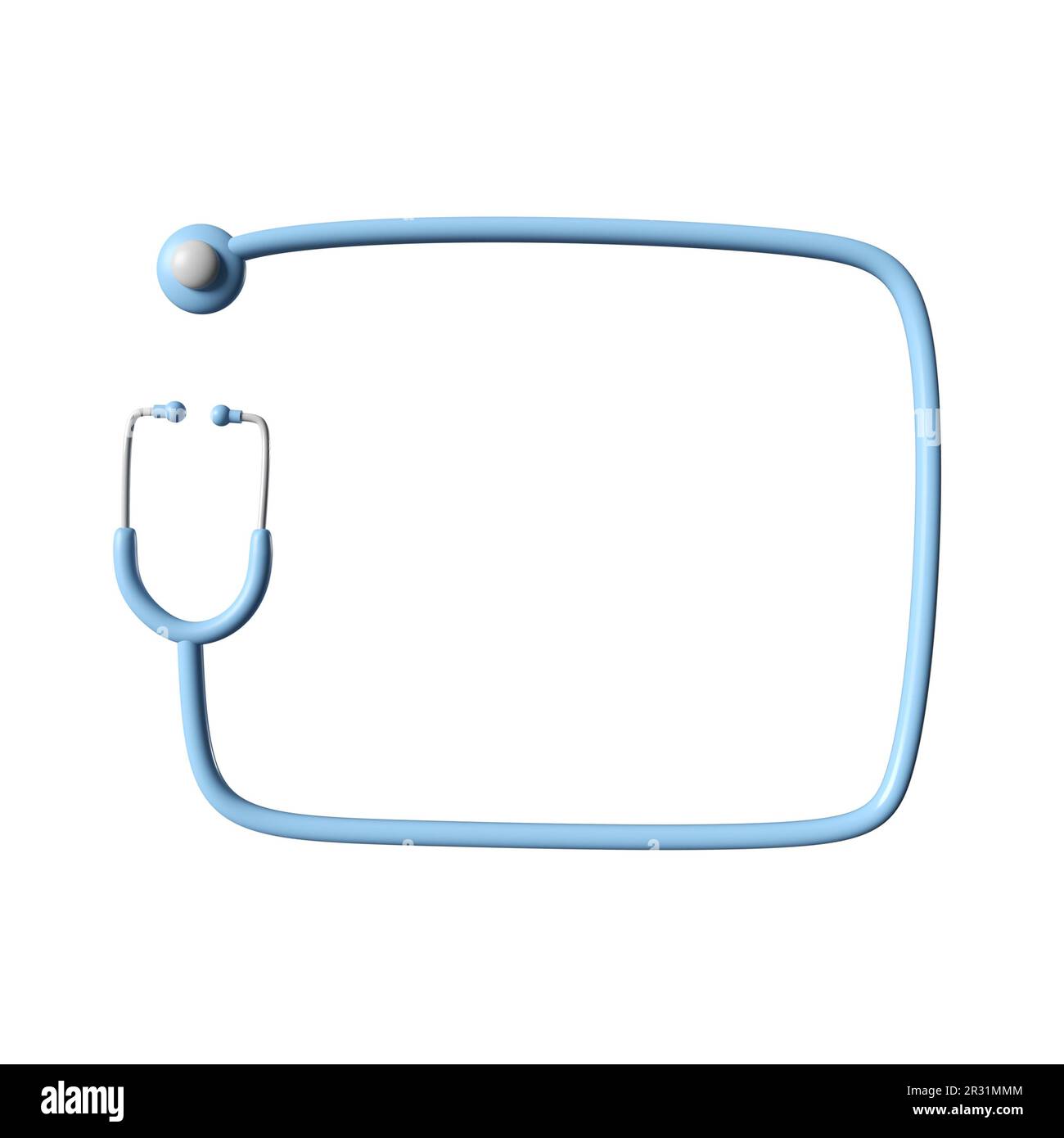 3d blue stethoscope icon frame. Rendering illustration of medical sign ...