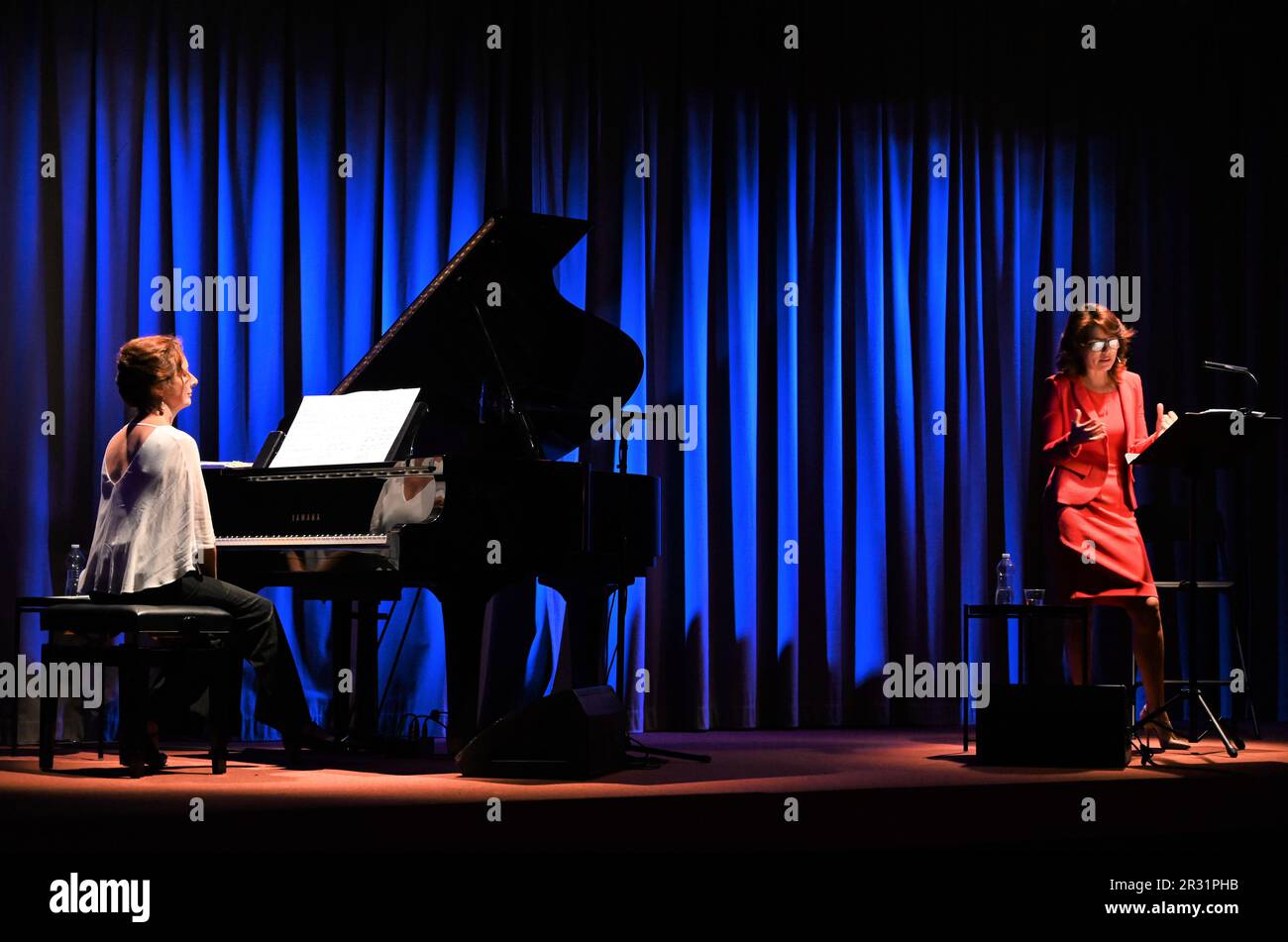 Milan, . 22nd May, 2023. Milano Parabiago, Italy Vanessa Gravina godmother  of DONNE IN CANTO with Ivana Francisci at the piano show dedicated to Maria  Callas In the photo:Vanessa Gravina, Ivana Francisci