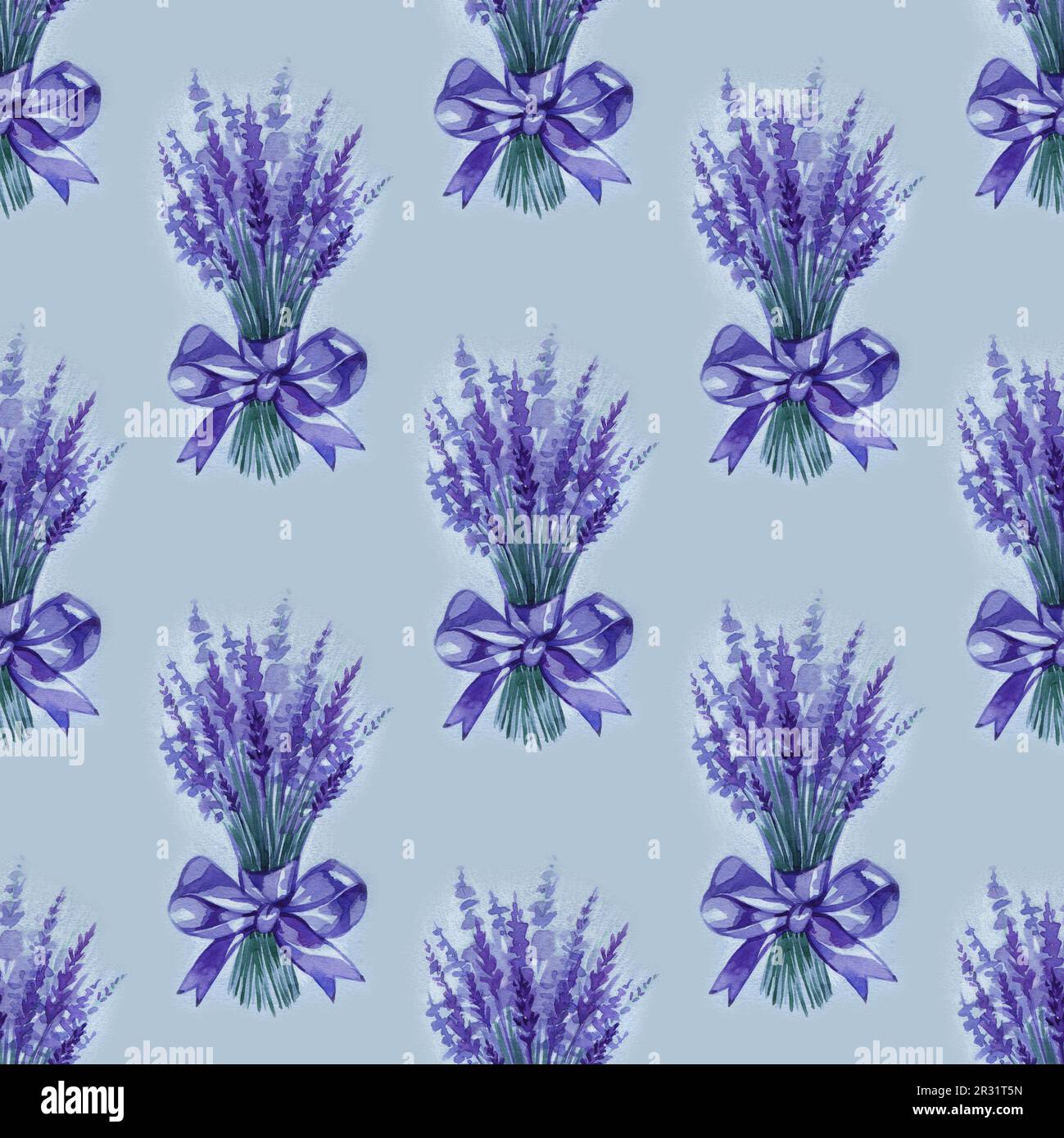 Lavender flowers purple watercolor seamless pattern. Beautiful violet ...