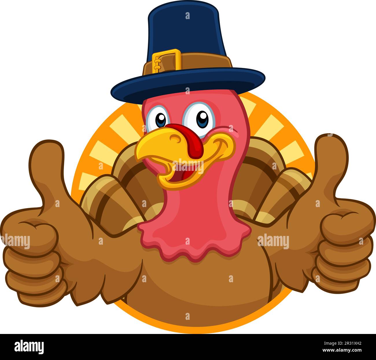 Turkey Pilgrim Hat Thanksgiving Cartoon Character Stock Vector Image