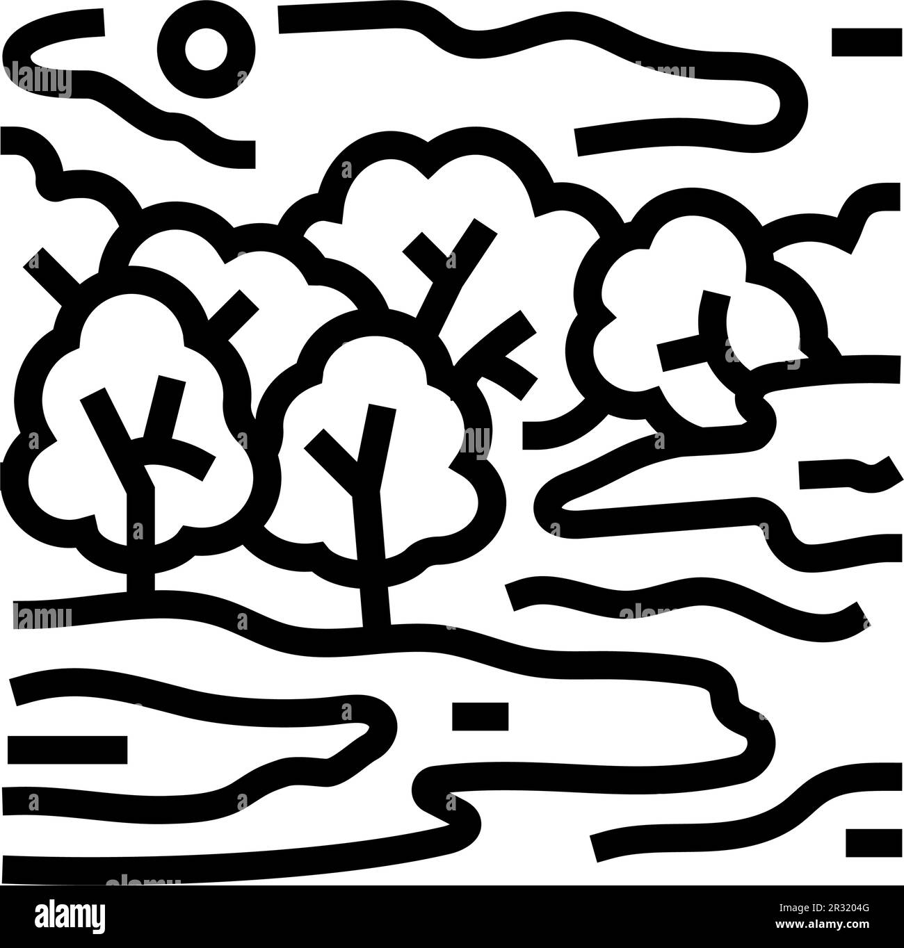 foggy morning autumn season line icon vector illustration Stock Vector ...