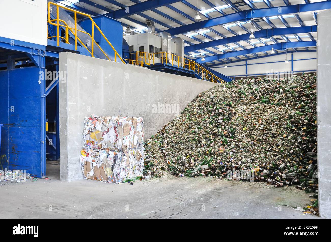 waste recycling plant interior, sorting waste (trash, garbage Stock