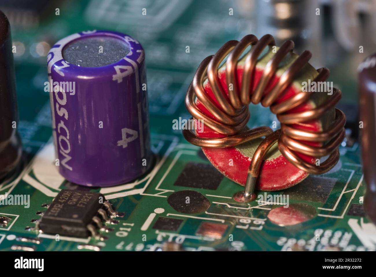 Close up capacitor and coil Stock Photo Alamy
