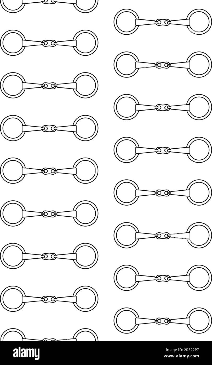 Vector seamless pattern of flat outline horse equestrian bit isolated