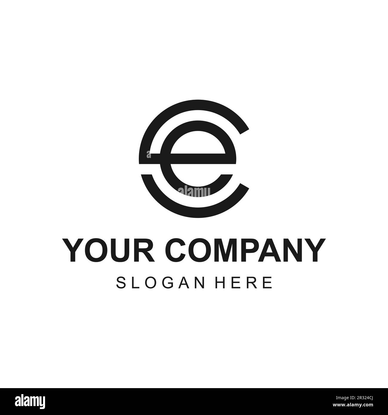 Creative circle linear letter CE or EC logo design vector Stock Vector
