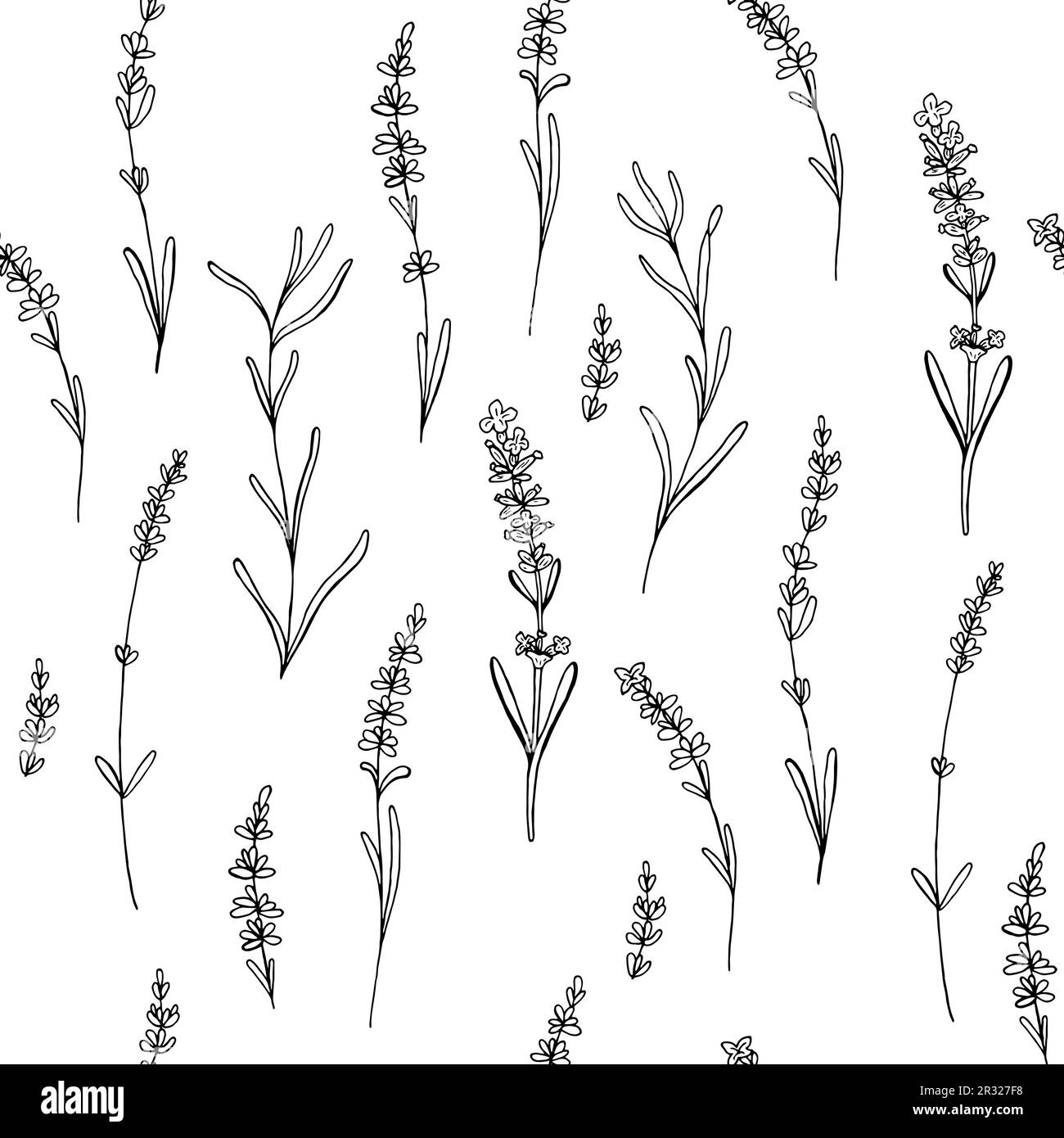 Lavender seamless pattern. Vector hand drawn print for fabric, textile, background, wallpapers Stock Vector