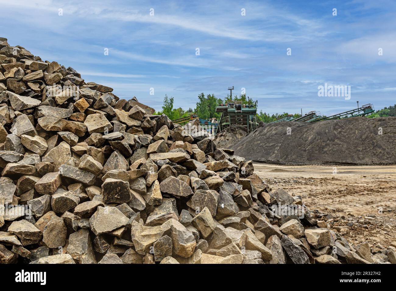 Basalt stones in a quarry. Columnar basalt quarry in summer. Volcanic stones Stock Photo Alamy