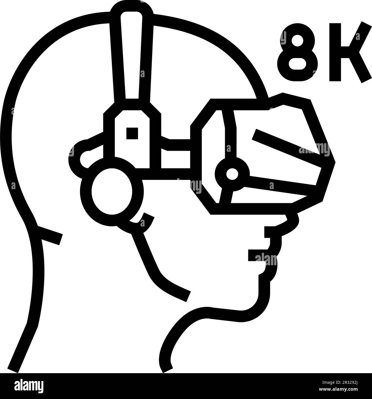8k virtual reality headset future technology line icon vector ...