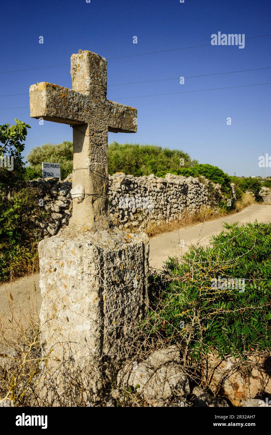 cruz de termino, Son Olives, Menorca, Islas Baleares, españa, europa. Stock Photo