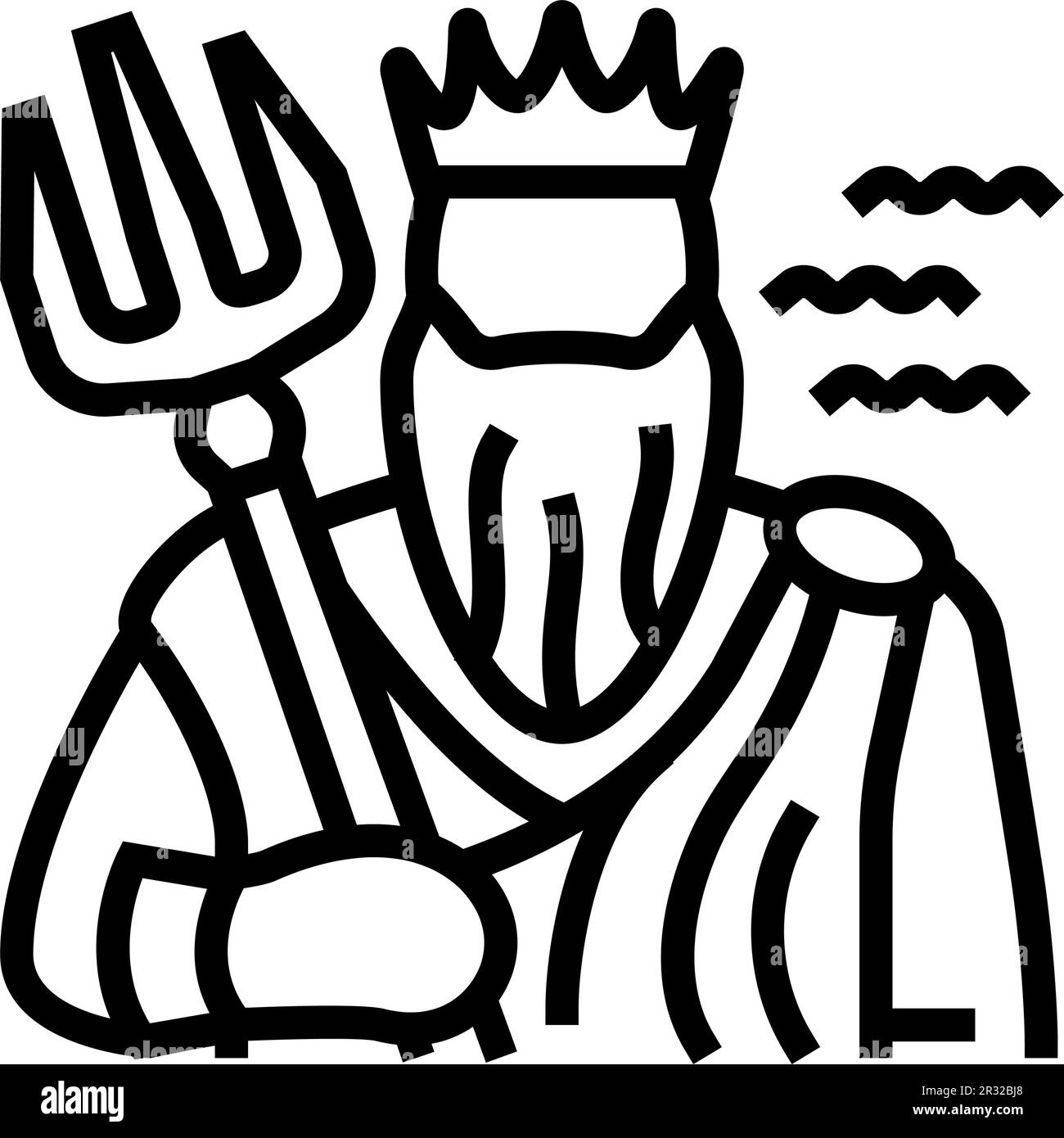 poseidon greek god mythology line icon vector illustration Stock Vector