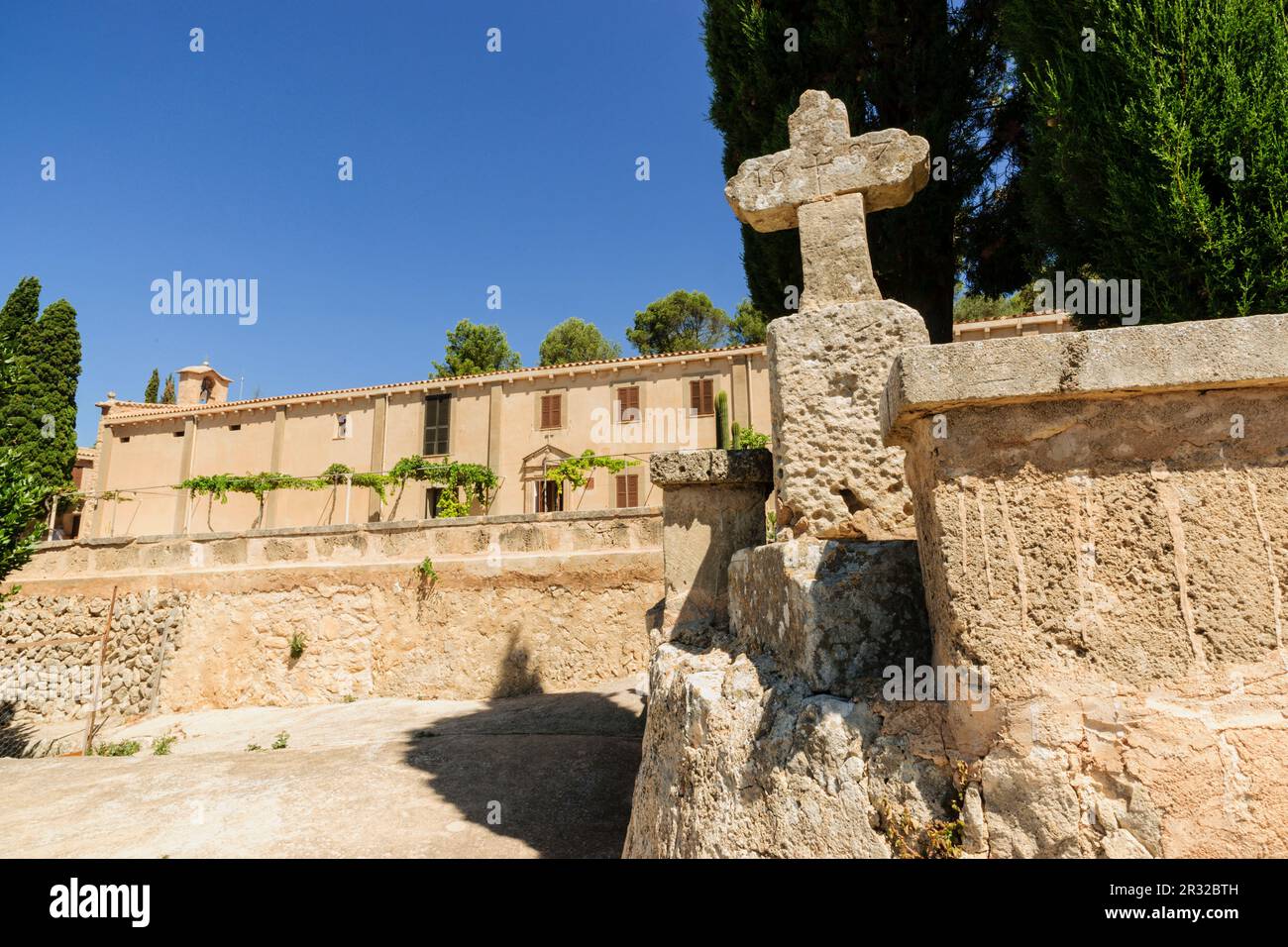 Sanctuary of Sant Honorat 1397, mountain of Cura, Algaida.Mallorca.Balearic Islands. Spain. Stock Photo