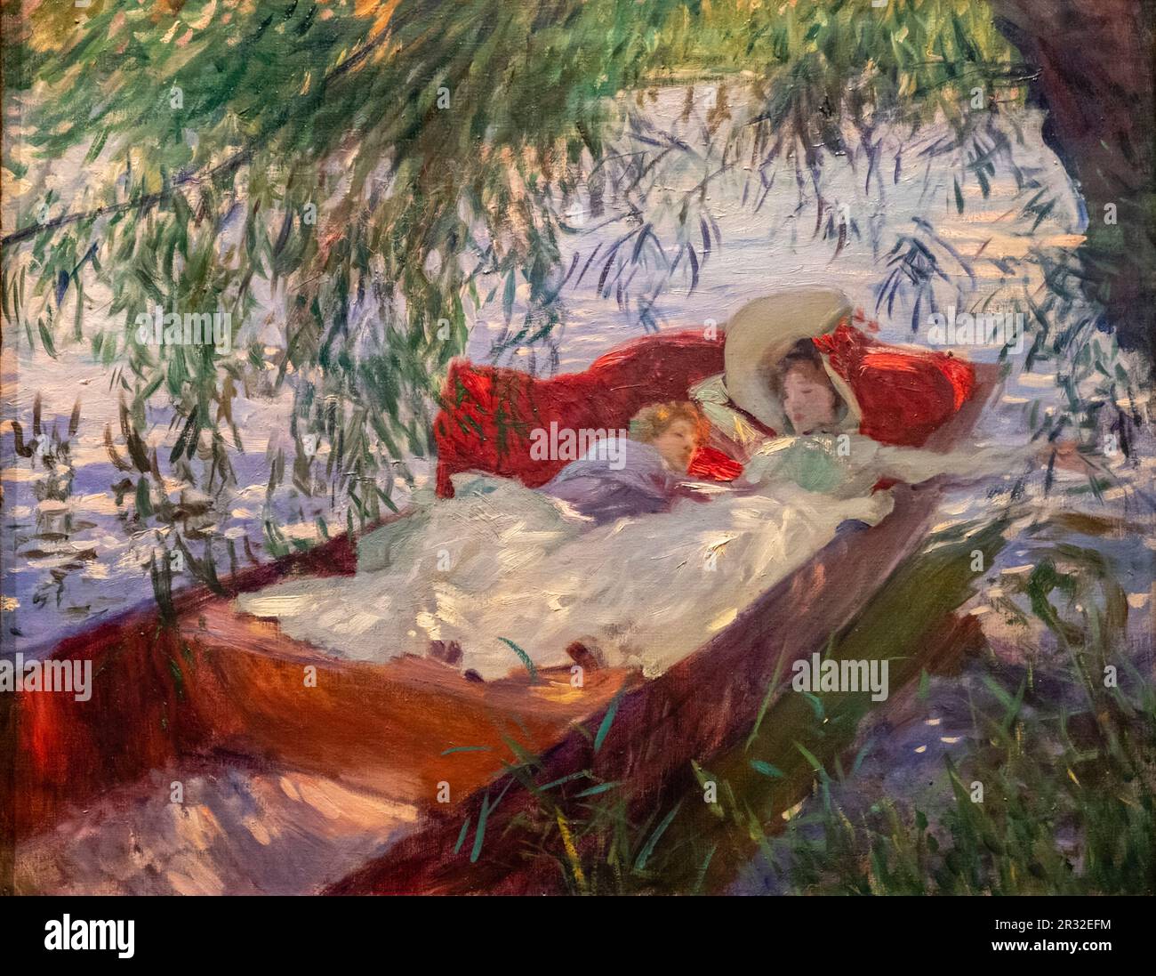 mujer y niño durmiendo en una barca, Sargent, inglaterra 1887, oleo sobre tela, Fundación Calouste Gulbenkian, («Fundação Calouste Gulbenkian»), Lisboa, Portugal. Stock Photo