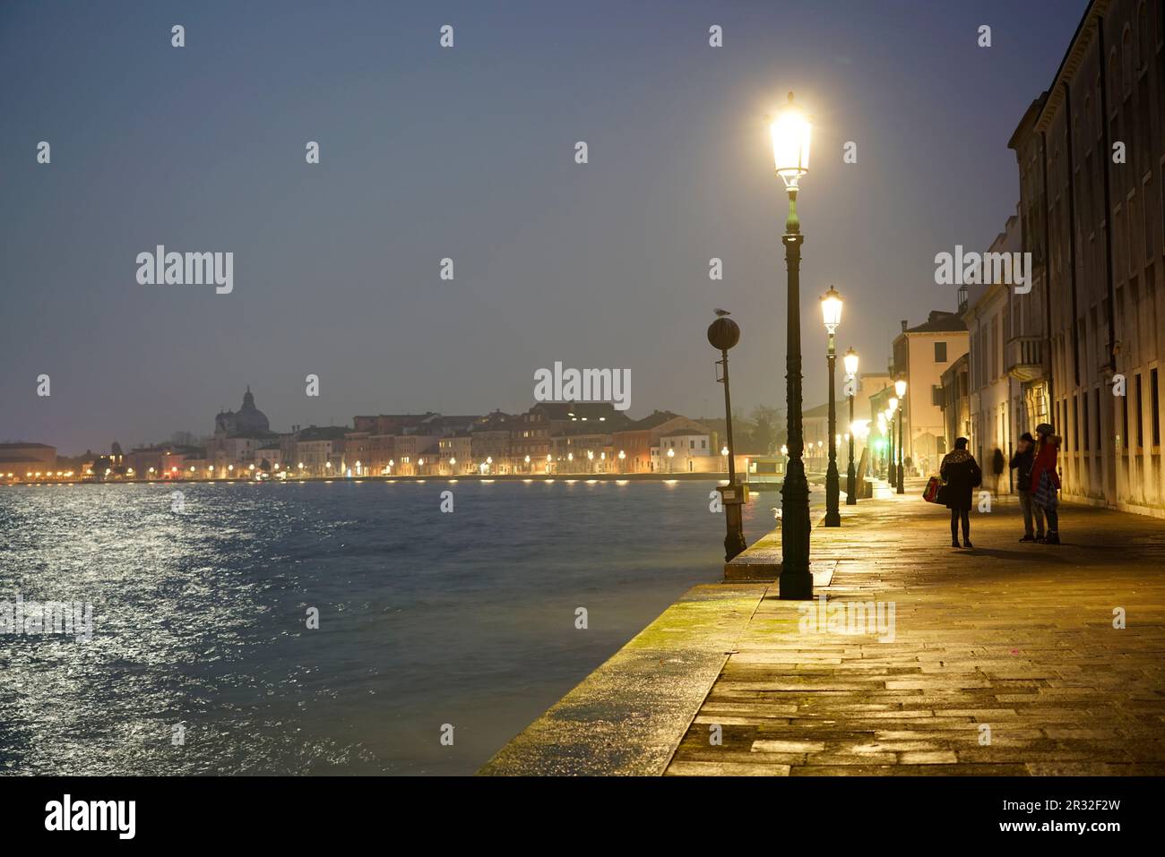 Night view on Fondamenta della Giudecca, Venice, Veneto, Italy, Europe Stock Photo