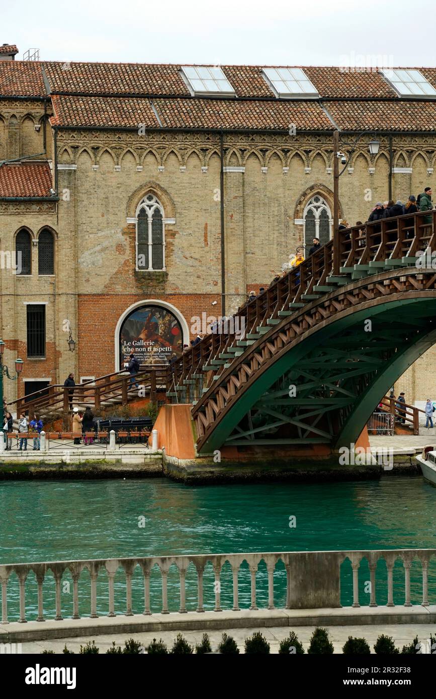 Ponte dell'Accademia  bridge  and Canal Grande seen from Palazzo Cavalli-Franchetti, Sestiere San Marco district, Venice, Veneto, Italy, Europe Stock Photo