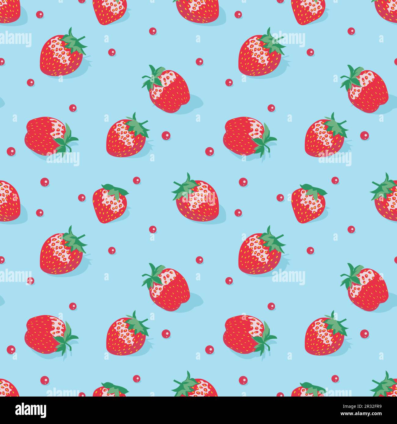 Seamless strawberry pattern on a blue background. Vector illustration. Stock Vector