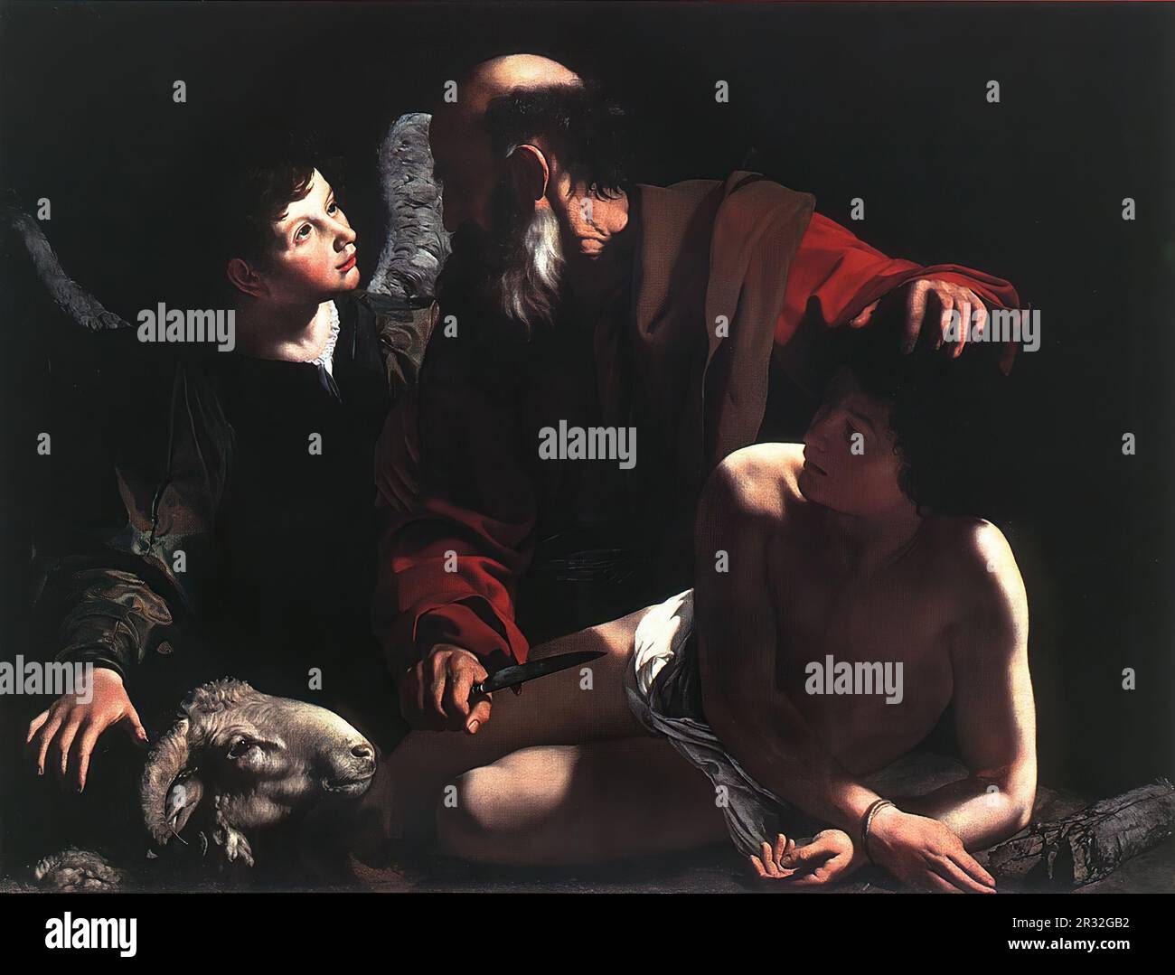 CARAVAGGIO (b. 1573, Caravaggio, d. 1610, Porto Ercole)  The Sacrifice of Isaac c. 1605 Oil on canvas, 116 x 173 cm Piasecka-Johnson Collection, Stock Photo