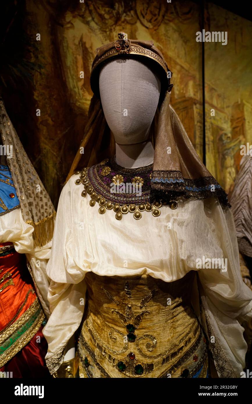 Stage costumes for the opera Aida by Giuseppe Verdi, Museo Teatrale alla Scala museum, Milan, Lombardy, Italy, Europe Stock Photo