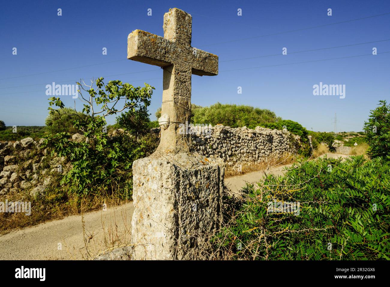 cruz de termino, Son Olives, Menorca, Islas Baleares, españa, europa. Stock Photo