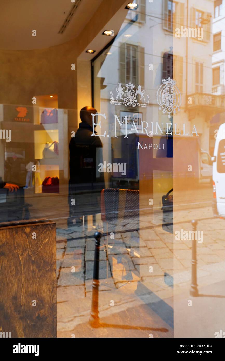 Marinella shop windows on Via Manzoni in the city centre, Milan, Lombardy, Italy, Europe Stock Photo