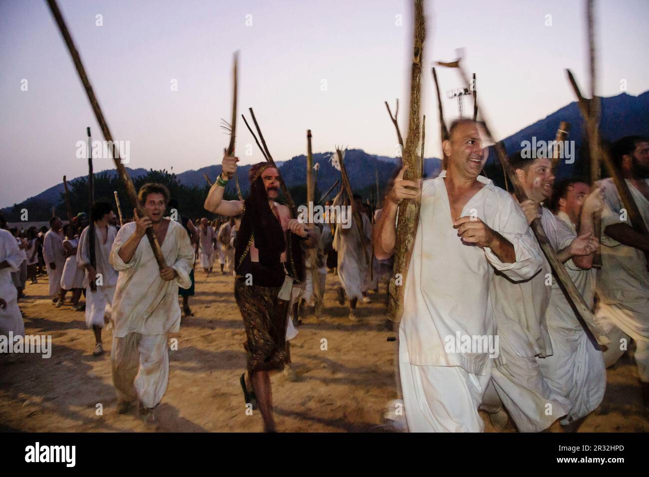 Batalla final, Moros y cristianos. Pollença. Sierra de Tramuntana. Mallorca. Islas Baleares. Spain. Stock Photo