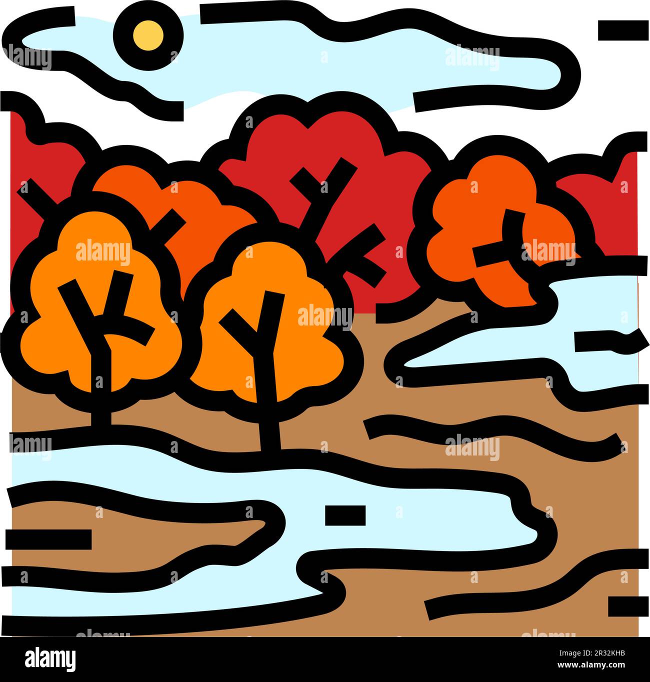 foggy morning autumn season color icon vector illustration Stock Vector ...