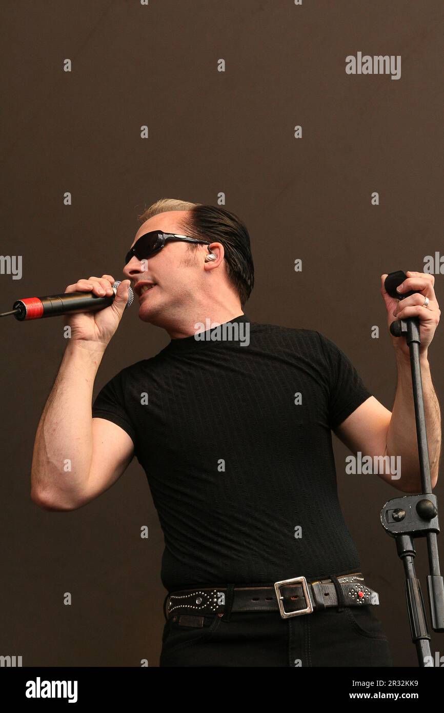 80s band lead singer David Vanian of the Damned performing at Summer Festival in Croydon, South London, 2010 Stock Photo