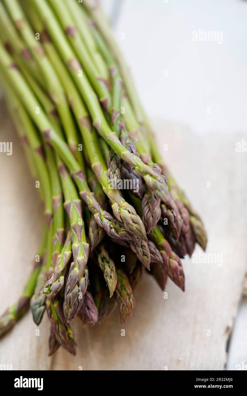 Traditional organic, raw asparagus called Asparagina type, Italy, Europe Stock Photo