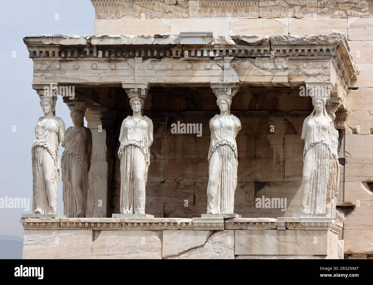 The Erechtheion temple (detail), the Acropolis, Athens, Greece Stock Photo