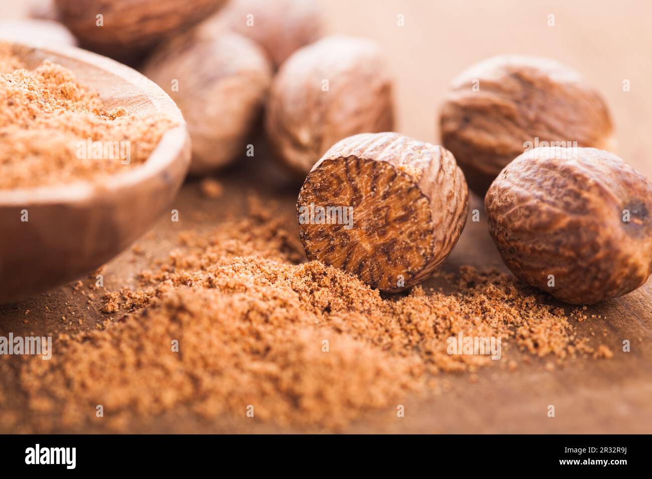 Ground nutmeg Stock Photo