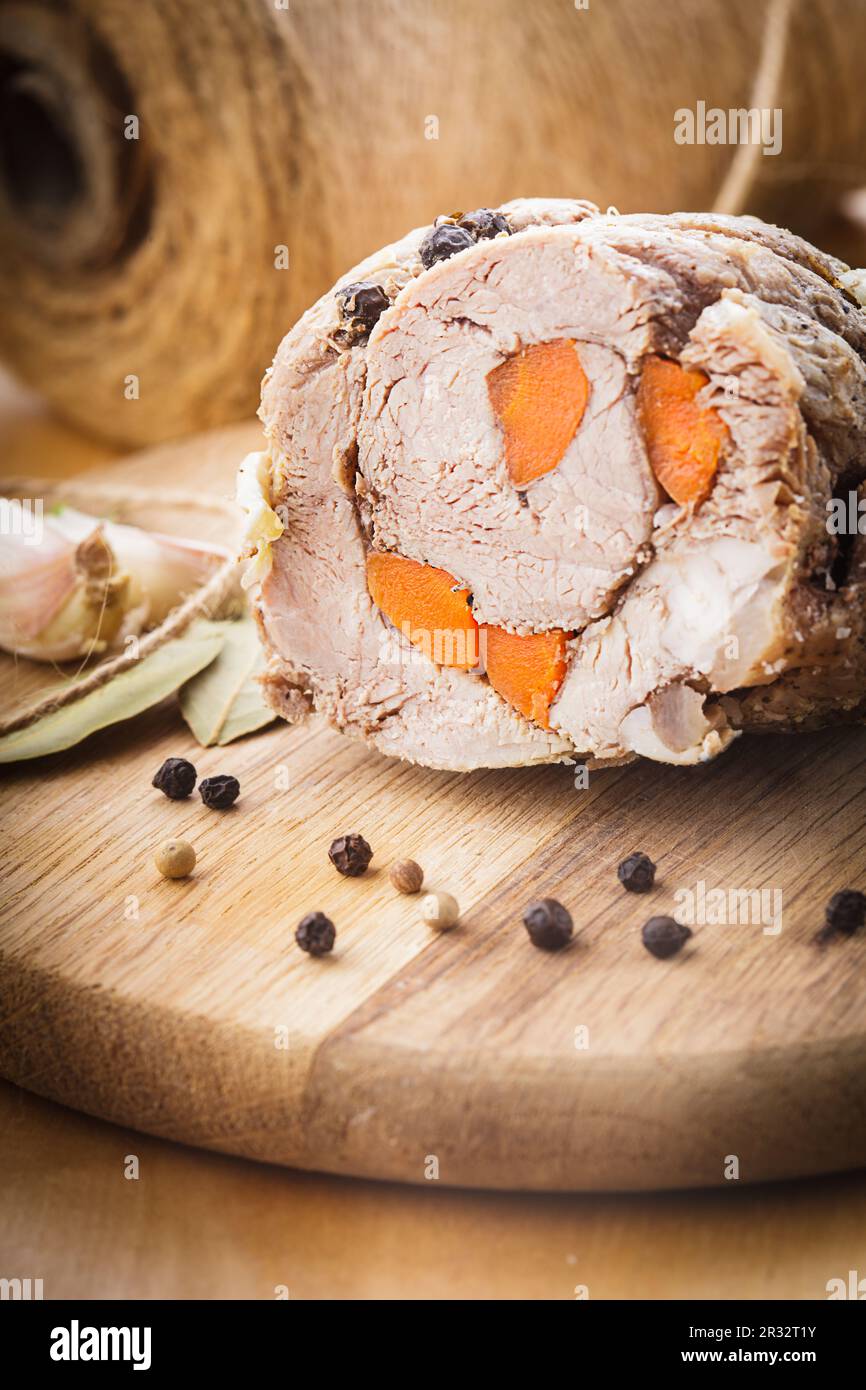 Roasted meat roll Stock Photo Alamy