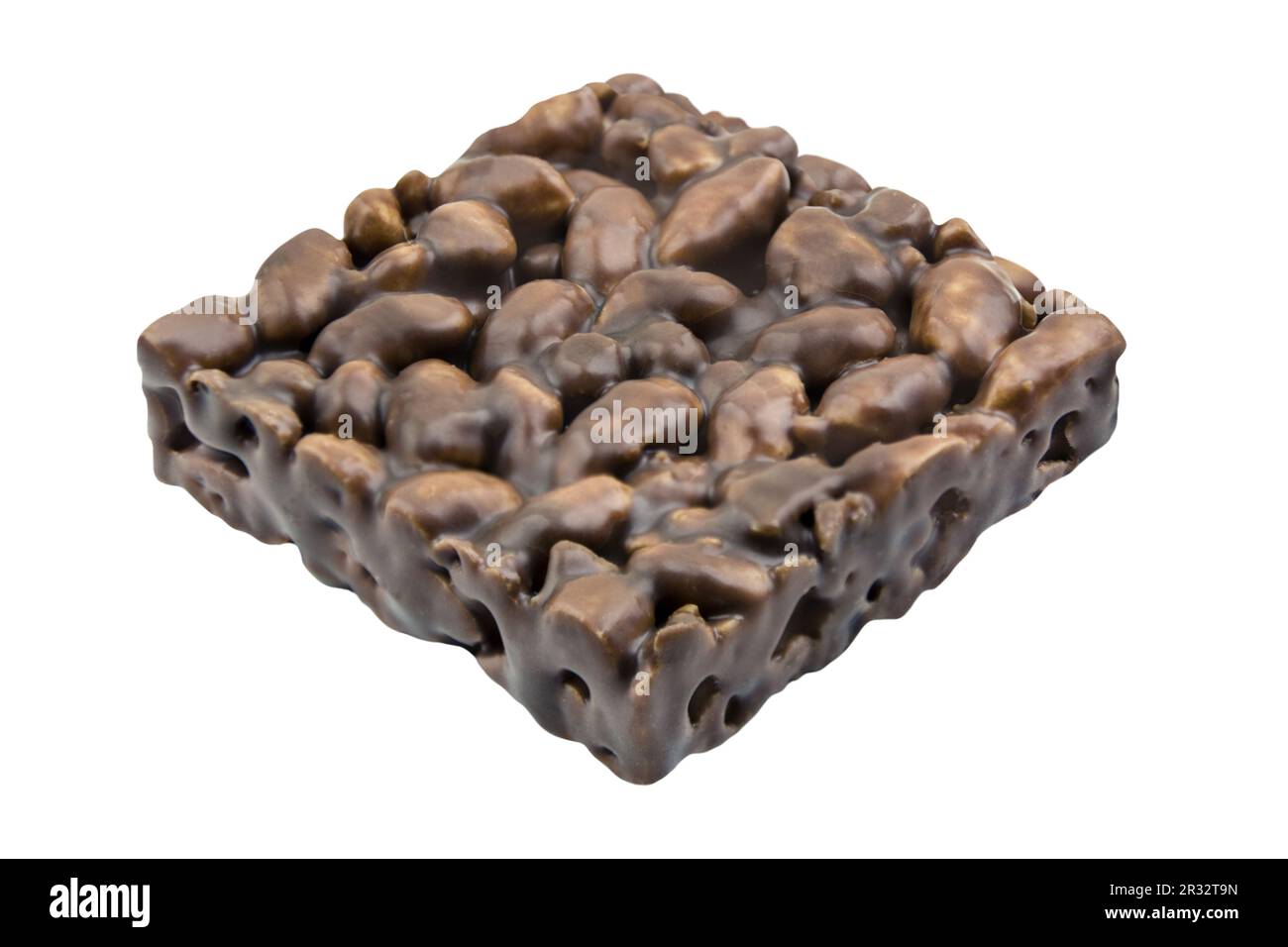 Puffed rice with chocolate coating isolated on white background Stock Photo