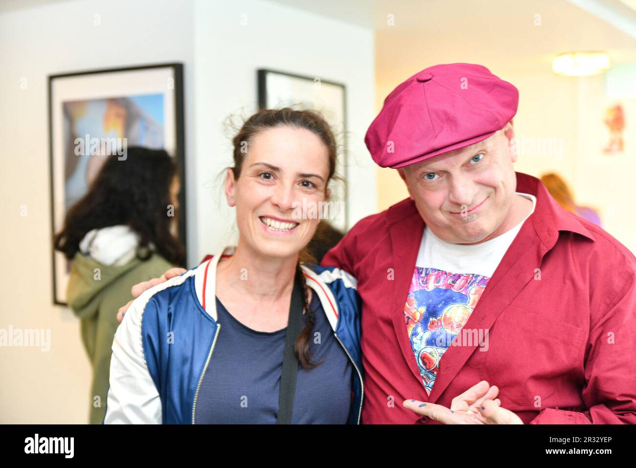 Artist MadC (L) with Mark Bode (R) at the opening ceremony of his