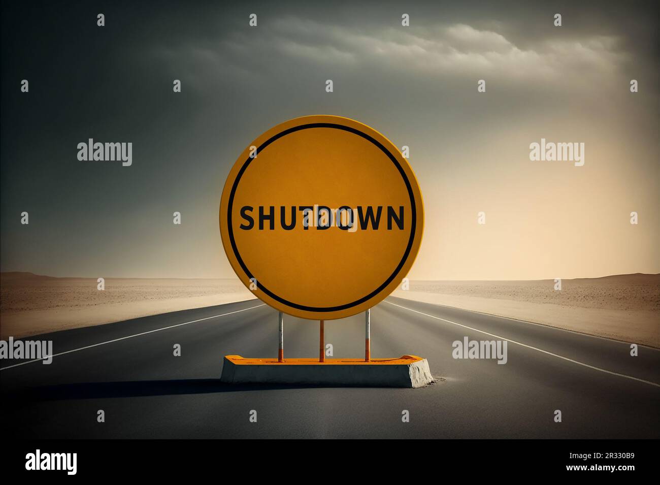 Government shutdown - road sign concept Stock Photo