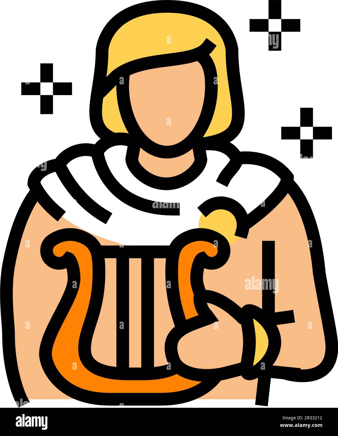 apollo greek god ancient color icon vector illustration Stock Vector