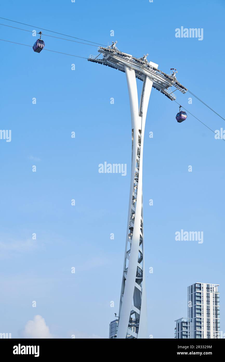 Emirates Airline cable car, nicknamed the Dangleway, crosses the River ...