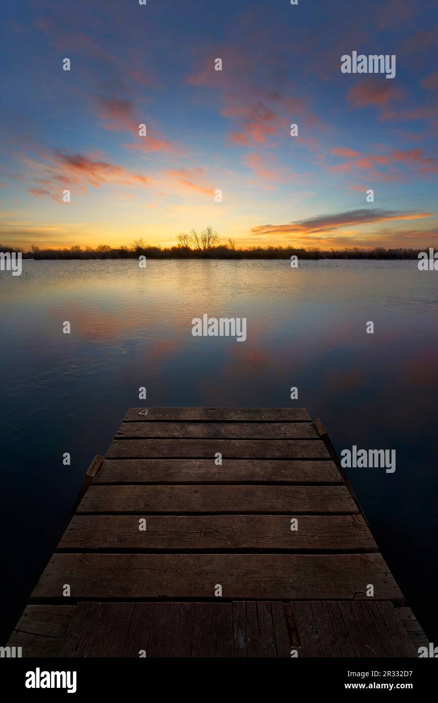 Sunrise at Almenara ponds (Castellon - Spain) Stock Photo